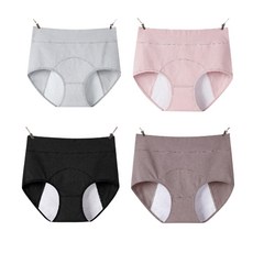 薄荷星女性用棉質彈性防水衛生內褲 4入