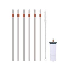 KLOWOAH Owala 709.8ml(24온스) 텀블러와 호환되는 교체용 빨대 브러시 1개 6개 팩 (그레이-오렌지), 그레이-오렌지