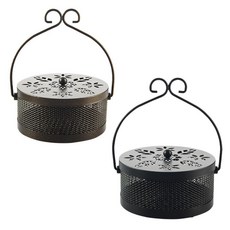 ETN 엔틱 모기향 연소기 안전 철제 거치대 2P, 엔틱모기향연소기 블랙 + 브라운