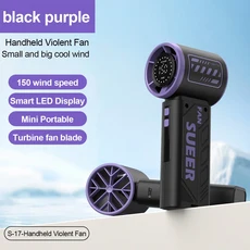 바오타이 미니 휴대용 선풍기 - 150단계 풍속 3600mAh 배터리 및 타입-C USB 충전 기능을 갖춘 터보, 03 Purple