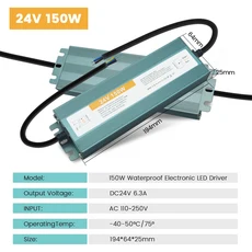 호환 IP67 방수 LED 전원 공급 장치 드라이버 AC 110V 240VDC 12V 24V로 변환 36W 60W 80W 100W 300W 400W, 12 24V 150W