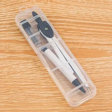 연필 리필심 포함 컴퍼스 드로잉 세트 부착형 고정밀 기하학 자 금속 수학, 02 white