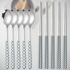 Ryusei 버니쉬 공예 다양한 색상 5가지 시리즈 고급스러운 실버 예쁜 한식수저세트 5007, 스위트, 5, 남색, 1개