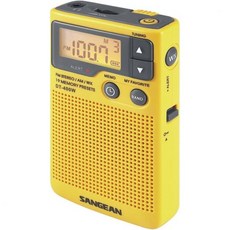 Sangean 재난라디오 비상용 휴대용 DT-400W 기상 경보 포켓 라디오 AM/FM 노란색, 재난라디오 효도 크랭크 등산 Sangean DT400W