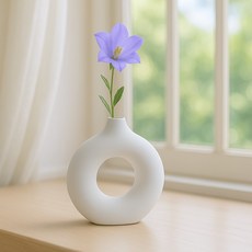 루미 도자기 인테리어 꽃병 화이트 오브제 화병, 1개, 단품