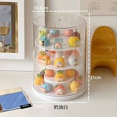 旋轉萌粒展示盒 亞克力透明盲盒收納 擺件展示架 手辦展示櫃, 1個, 02白色