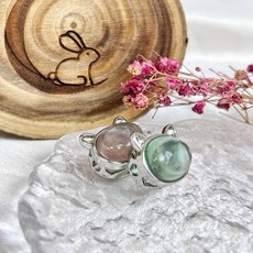 螢石雕刻件 貓耳造型 手串DIY 材料 (隨機出貨), 1個