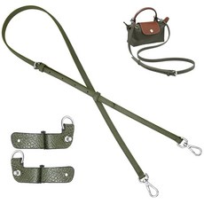 TUKYWAN Longchamp 미니 백용 가죽 가방 스트랩 변환 키트 지갑 크로스바디 조절 가능한 교체품 파우치 핸드백 변환(스트랩 세트 그린) 256957, Strap Set-green