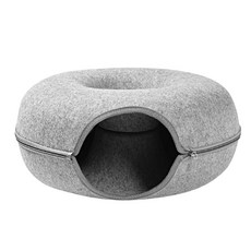 寵物隧道窩 - 貓咪玩樂休憩的理想場所，柔軟舒適，可折疊易攜帶, 深灰 小號-50x20, 1個
