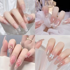 원트두 네일아트 셀프네일 붙이는 네일팁 4종타입 x 24p, 1세트, 혼합색상 1세트, 혼합색상