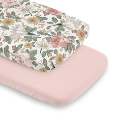 Sweet Jojo Designs 2피스 아기 침대 시트 세트 (보헤미안 빈티지 플로럴) 여아용 신생아 아기방 타원형 직사각형 및 모래시계 매트리스 (보헤미안 섀비 시, Sweet Jojo Designs 2피스 아기 침대 시