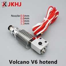 3D프린터 화산노즐 Volcano V6 대구경 고유량 핫엔드 교체부품 고온출력, 1.75  0.6mm, 12V, 12V, 1.75 -0.6mm