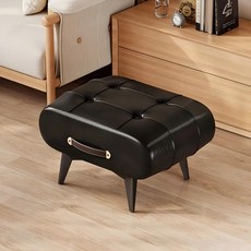 현관 스툴 가죽 신발교환 인테리어, 검정, 1개