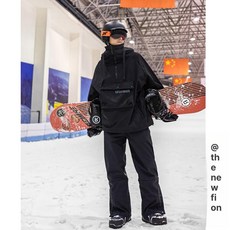방수 스노우보드복 빅사이즈스키복 남여공용 자켓 패딩 단체 팬츠, 1개, 블랙 재킷 M25