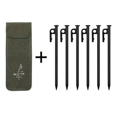 캠핑 지주핀 강철 텐트 고정 핀 텐트팩 타프 고정팩 튼튼한 캠핑핀 모래용 해변 잔디, 30cm 가방 + 25cm 블랙 지주핀 6 개 세트