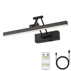 Pasoar 픽처 라이트 배터리 작동 40.9cm(15.7인치) 길이 충전식 벽 스콘스 조도 조절 가능한 LED 라이브러리 조명 스윙 암 및 타이머 기능 무선 실내 블랙 색상, Pasoar 픽처 라이트 배터리 작동 40.9cm(15