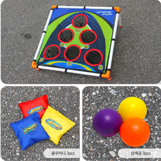 콩주머니던지기놀이x1개 삼색공3개+콩주머니3개 포함 공던지기게임 과녁공던지기놀이, 1개