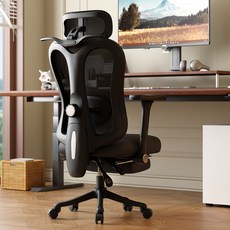 Arcbliss 사무용 메쉬 컴퓨터 의자 멀티팔걸이 조절식 요추 지지대, 블랙+블랙