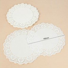 100pcs 화이트 라운드 레이스 매트 종이 케이크 Doilies DI 플레이스, as picture, B05 190mm