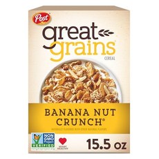 포스트 그레이트 그레인즈 바나나 너트 크런치 RTE 시리얼 Great Grains Banana Nut Crunch Cereal Cereal with Banana Clusters, 1개