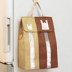 日式壁掛收納掛袋，垃圾袋/塑膠袋收納置物袋，廚房抽取式收納，家用壁掛收納袋, 咖啡色 送無痕掛鉤, 1個