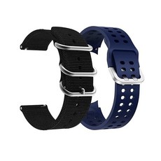 EANWireless 삼성 갤럭시 워치 7 40mm 44mm/갤럭시 6 클래식 43mm 47mm/갤럭시 6/5 44mm 밴드/갤럭시 5 프로 45mm 나일론+실리콘 20mm 스, 네이비 블루+블랙