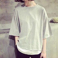 반팔 오버핏 티셔츠 여자 옷 7부 여름 박스티 무지