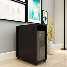 데스크탑선반 간편한사용 컴퓨터선반 컴퓨터본체받침대 데스크탑선반책상 정리함, 블랙월넛