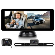 Orderich 이중 목적 베이비 카 모니터 및 AHD 리버싱 카메라 - 6.8인치 IPS 디스플레이 360° 회전 940NM 야간 시야 광각 쉬운 설치, 6.86“