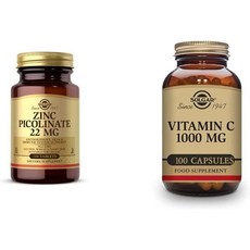 솔가 비타민 C 1000mg 100개의 식물성 캡슐 - 면역증진 및 에너지 지원 전반적인 건강 아연 피콜린산염 22mg 100정 건강한 피부를 촉진합니다, 솔가 비타민 C 1000mg, 100개의 식물성 캡슐, 1개
