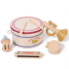 木質樂器奧爾夫早教益智兒童玩具, 1個, 小小音樂家升級款(5件套)0.65:如圖所示