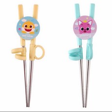 giya shop韓國製鯊魚寶寶碰碰狐兒童學習筷，寶寶學吃飯神器，安全無毒材質，輕鬆掌握握筷姿勢, 隨機出貨, 1個