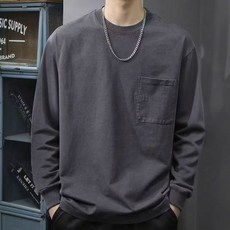 유니픽 남성 캐주얼 긴팔 포켓 티셔츠 심플 루즈핏 디자인djz