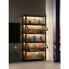 아크릴 투명 4단 LED 조명 진열장 선반형 피규어 장식장 케이스 보관장 진열장 장식장 수납장, 5층 50cm