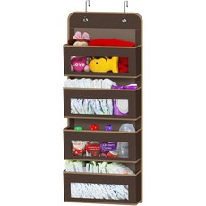 Simple Houseware 침실 욕실 식료품 저장실용 6개의 투명 창문 포켓 오버 옷장 도어 보관 걸이 정리함 그레이, 브라운