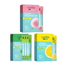 SADOER 果香漱口水隨身包 (20入/盒) 三種口味 優惠3入組 水蜜桃 / 薄荷 / 檸檬, 60個, 10ml