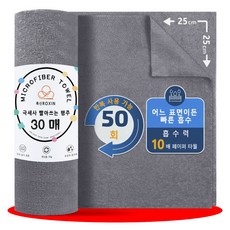 록신 행주 빨아쓰는 키친타올 세탁 후에도 부드러운 다용도 행주 25 x 25 cm 30매, 1개, 다크 그레이