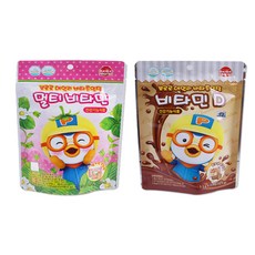 뽀로로 데일리 비타츄잉정 멀티비타민(딸기)+비타민D(초코) 2종, 52.5g, 1세트