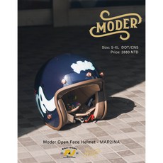 Moder MAR2INA 夢裡那兔 彩繪 3/4 小帽體 安全帽 暗夜藍, 1個