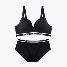YES 애슬래틱 스포티 노와이어 브라 팬티 세트_블랙