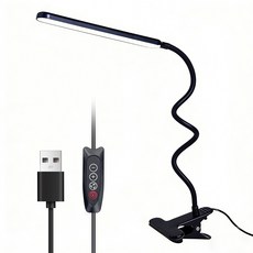 H HNMA HN 클립형 LED 데스크스탠드 단계조광 조색 눈보호 USB 급전, 검정색