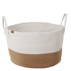 쏠리또 대형 장난감바구니 코튼 인형정리함, 화이트브라운