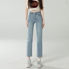 708090 여성 사계절 하이웨이스트 스판 슬림핏 팬츠 여름 키작녀 일자 청바지