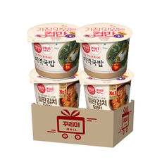 [꾸리미] CJ 햇반 컵반 미역국밥2개+철판김치덮밥2개, 1세트, 1세트