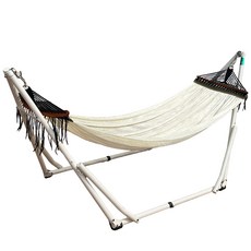 디어캠프 가정용 감성캠핑 해먹 그네 풀패키지 접이식 스탠딩, 레몬크림