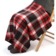 다비샤 워밍룸 무릎 담요 클래식 체크 플리스, 1개, 패턴 레드