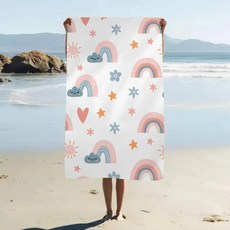 만화 무지개 프린트 비치 타월 컬러풀한 목욕 빠른 건조 모래 요가 스파 체육관 수영장용