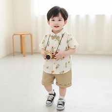 몽실이 보타이 정장 반팔 상하복 여름 외출복 남아 돌복 행사복유아