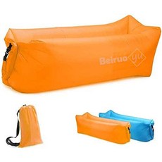 Beiruoyu 공기 주입식 라운저 에어 체어 소파 침대 침낭 소파 해변 캠핑 호수 정원용 (오렌지), Beiruoyu 공기 주입식 라운저 에어 체어 소파 침