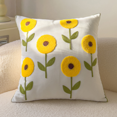 서플라이랩 고급 자수 쇼파쿠션 국산솜 포함, 29. 노란풀꽃